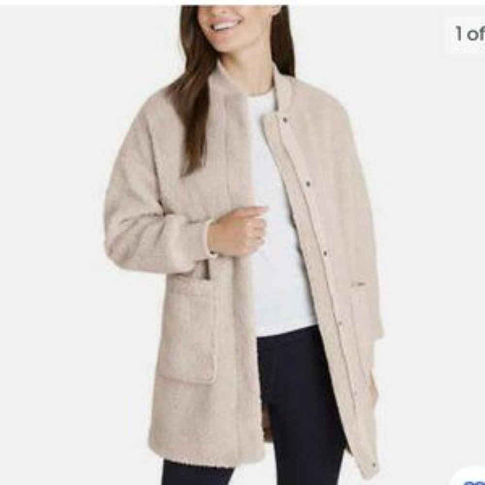 NWOT Eddie Bauer Teddy Sherpa Longline Bomber - Picture 3 of 3